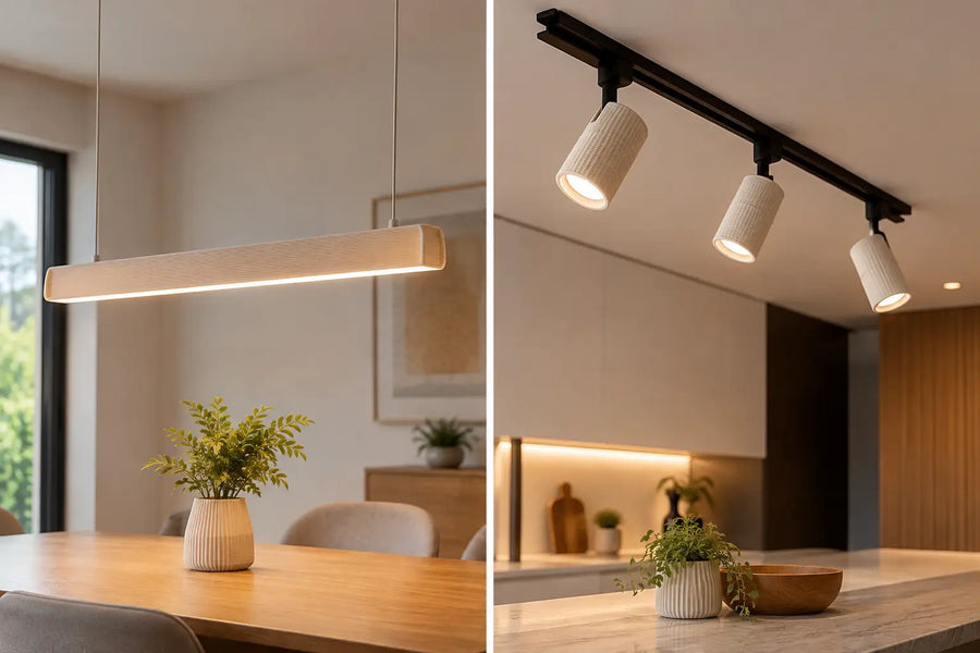 Pendente linear versus trilho para sua casa