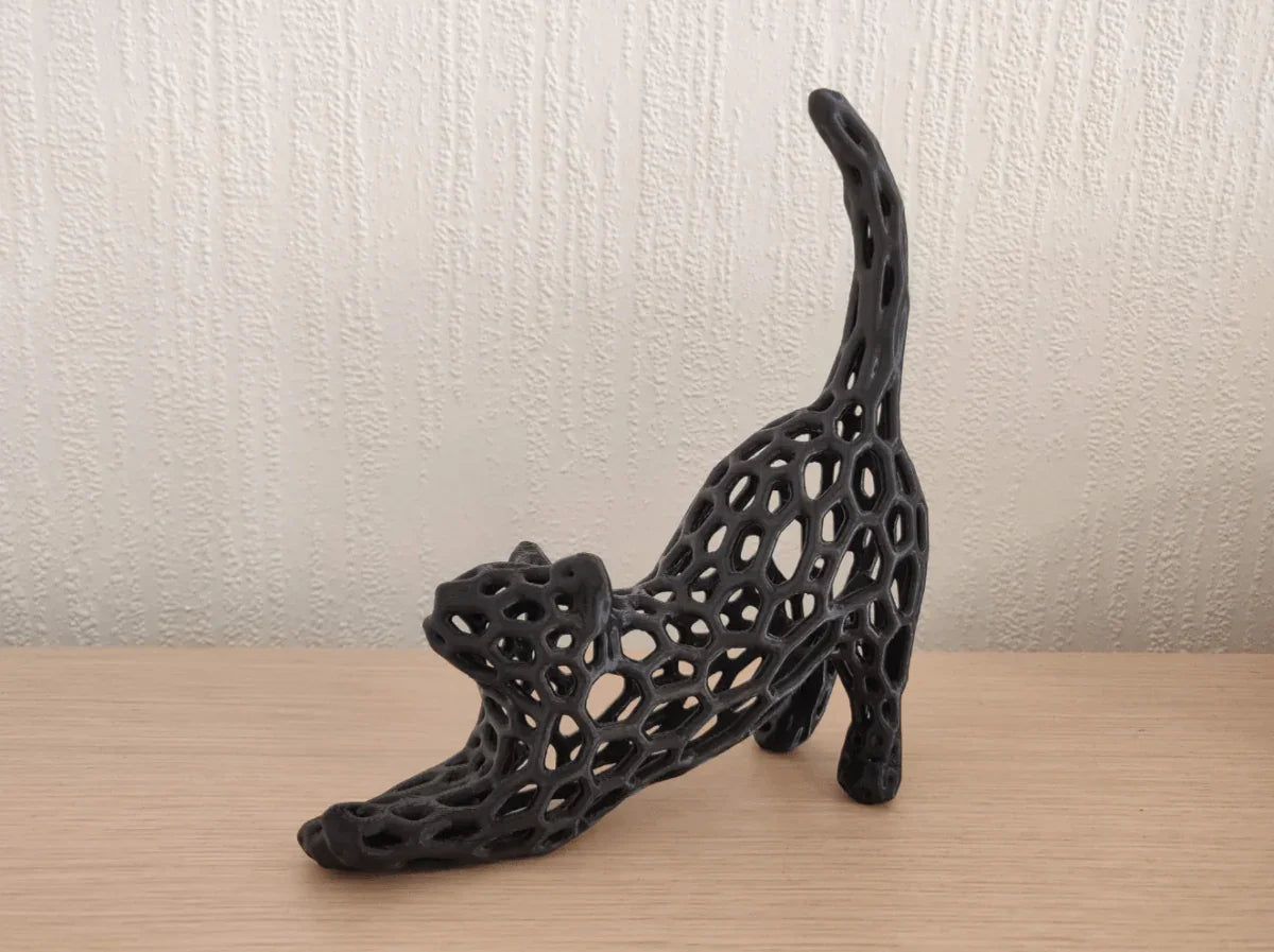 Escultura Gato Voronoi Espreguiçando - Criativalia