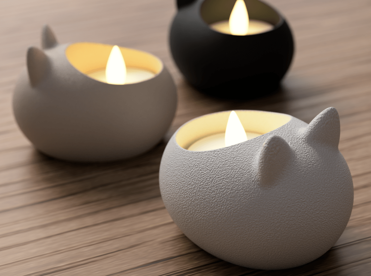 Porta - Vela Gato Decorativo – Suporte vela de LED | Design Sustentável e Artesanal - Criativalia