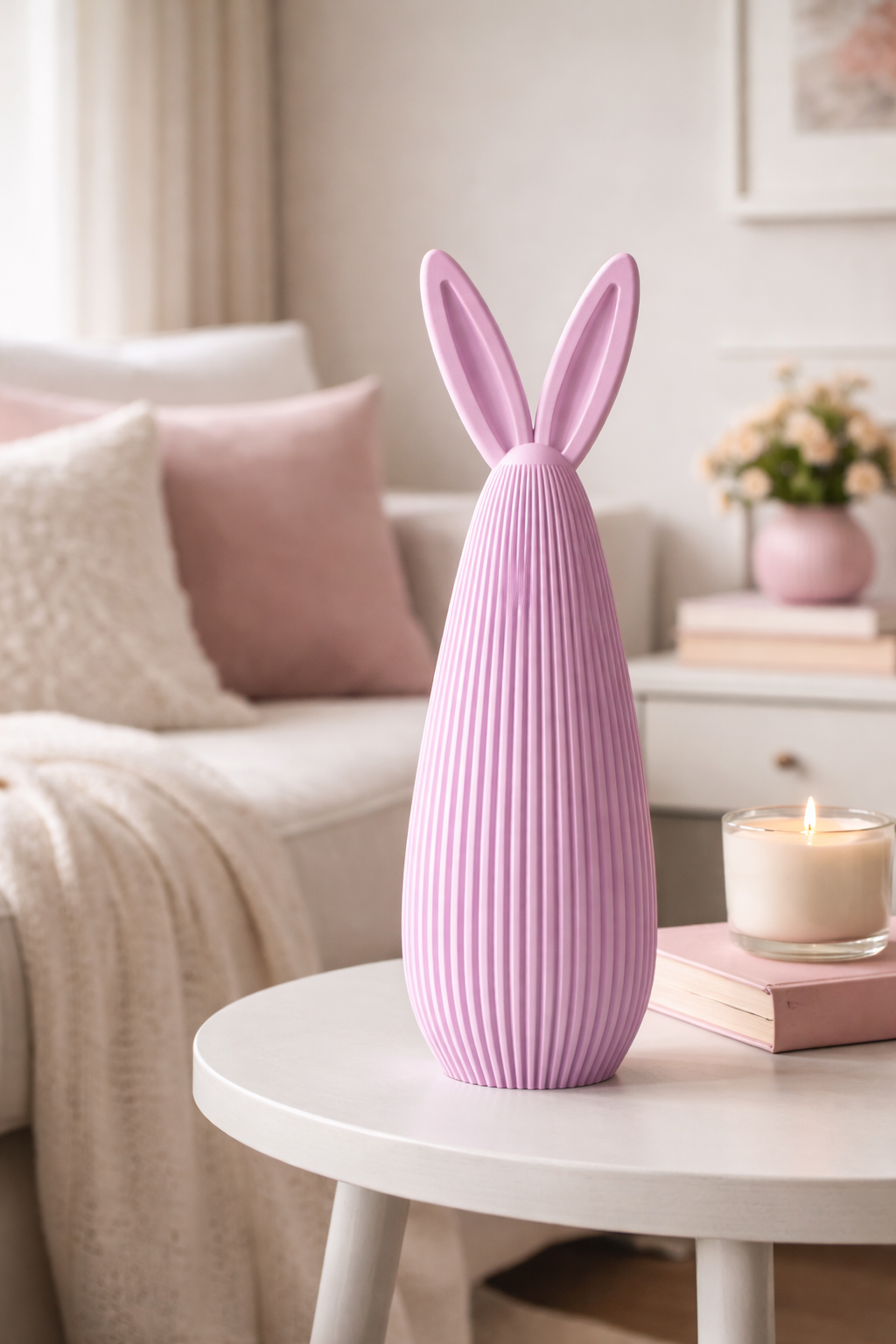 Coelho Decorativo Moderno – Escultura de Páscoa Minimalista Sustentável para Mesa e Prateleira