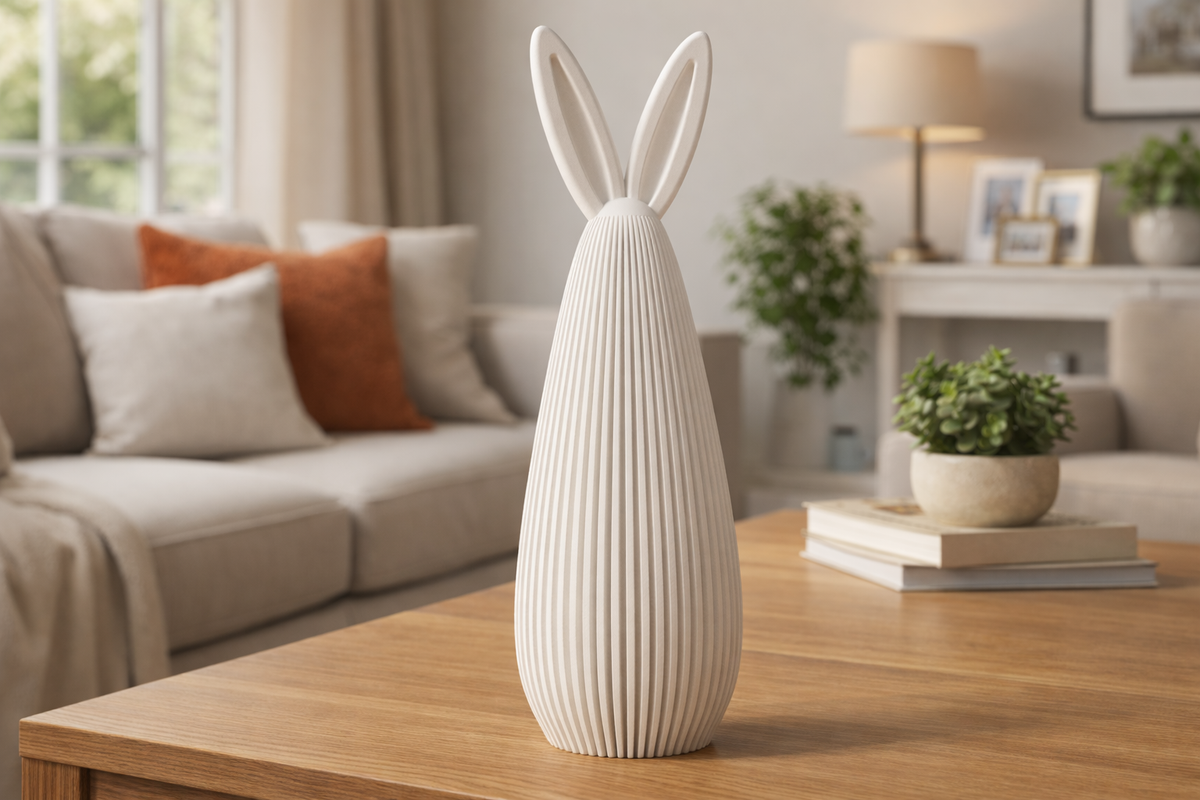 Coelho Decorativo Moderno – Escultura de Páscoa Minimalista Sustentável para Mesa e Prateleira