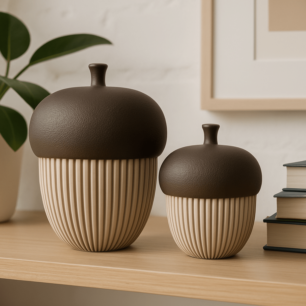 Conjunto Decorativo de Nozes – Porta - Objetos e Suporte para Vela | 2 Peças | Sustentável e Artesanal - Criativalia