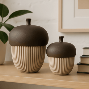 Conjunto Decorativo de Nozes – Porta - Objetos e Suporte para Vela | 2 Peças | Sustentável e Artesanal - Criativalia