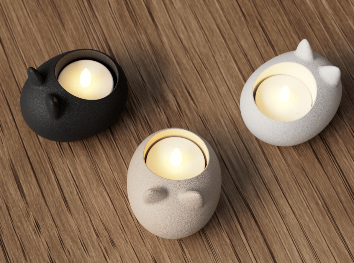 Porta - Vela Gato Decorativo – Suporte vela de LED | Design Sustentável e Artesanal - Criativalia