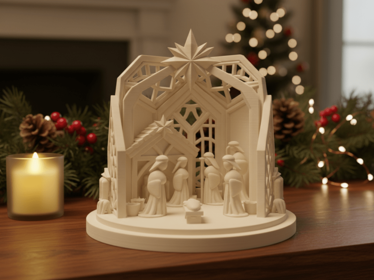 Presépio Decorativo Minimalista – Escultura Natalina Artesanal e Sustentável | Feito no Brasil - Criativalia