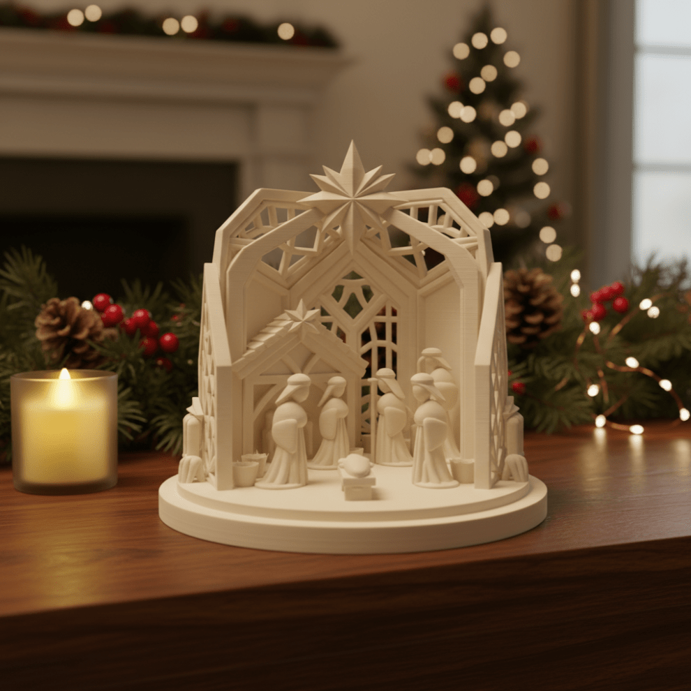 Presépio Decorativo Minimalista – Escultura Natalina Artesanal e Sustentável | Feito no Brasil - Criativalia