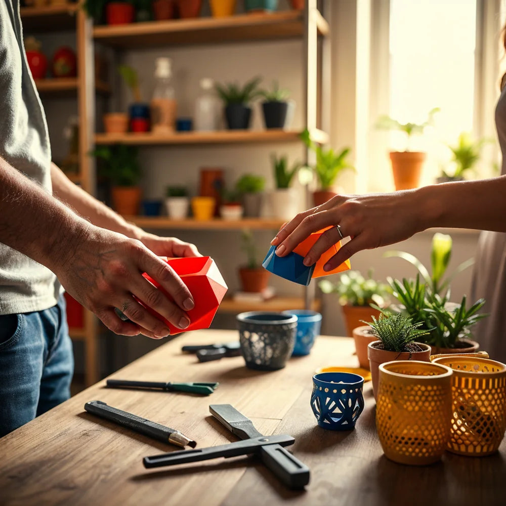 Imagem publicada pela Criativalia: trabalho com vasos coloridos